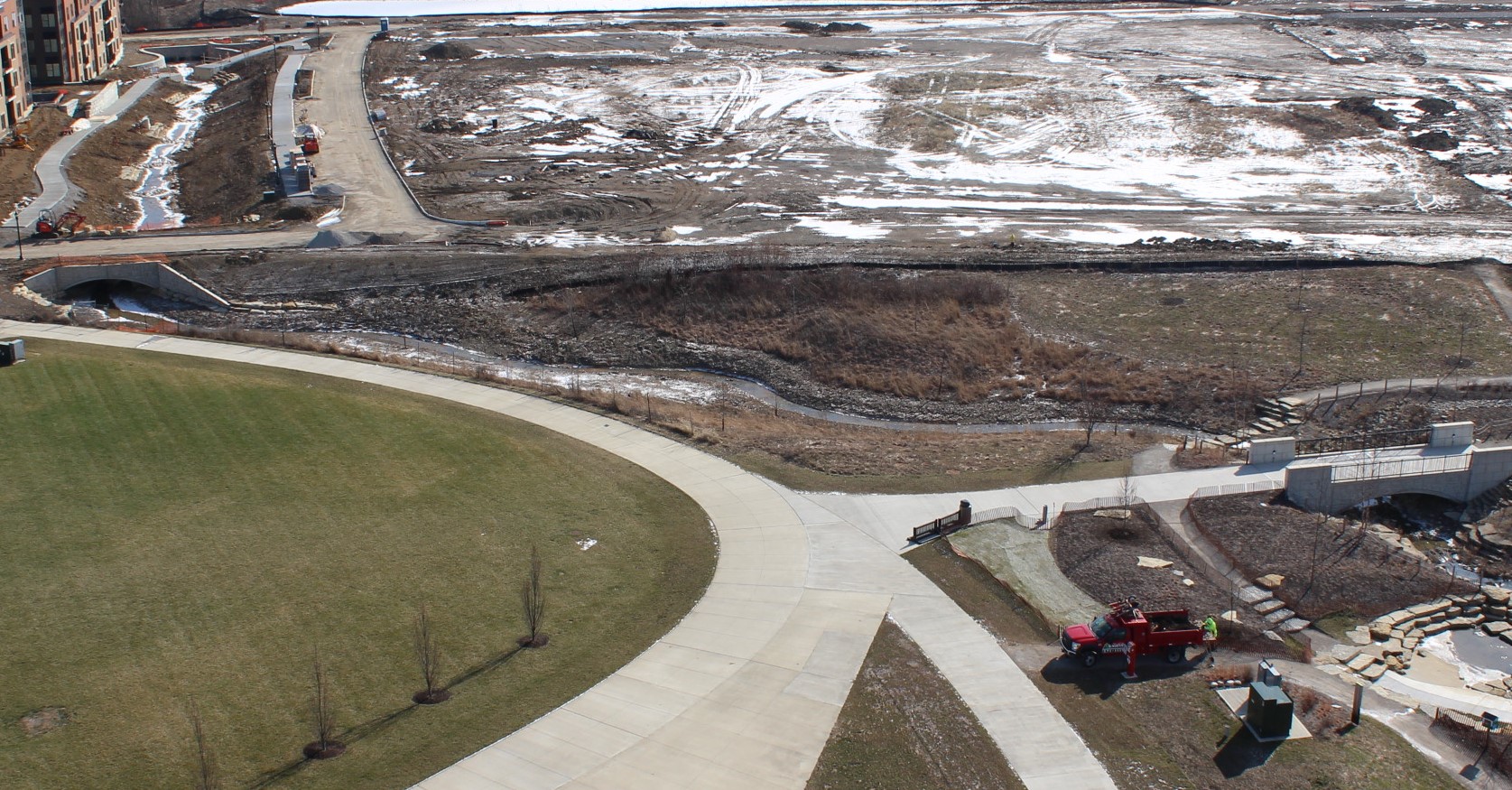 The grant funding will be used to restore the creek area in the center of the picture 